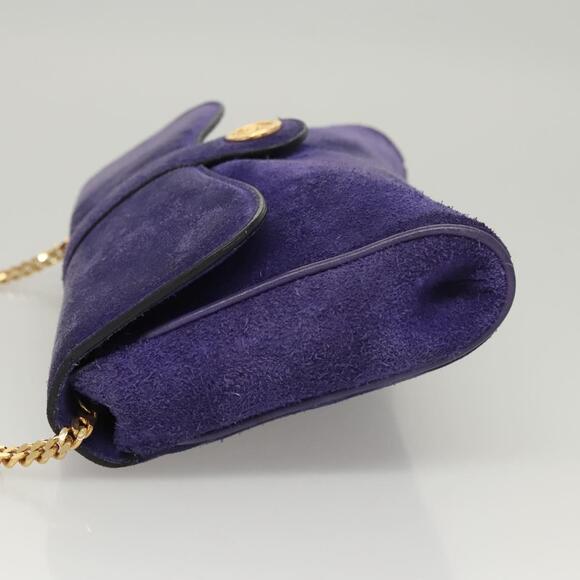 CELINE Chain Shoulder Bag Suede Purple - Picture 5 of 13